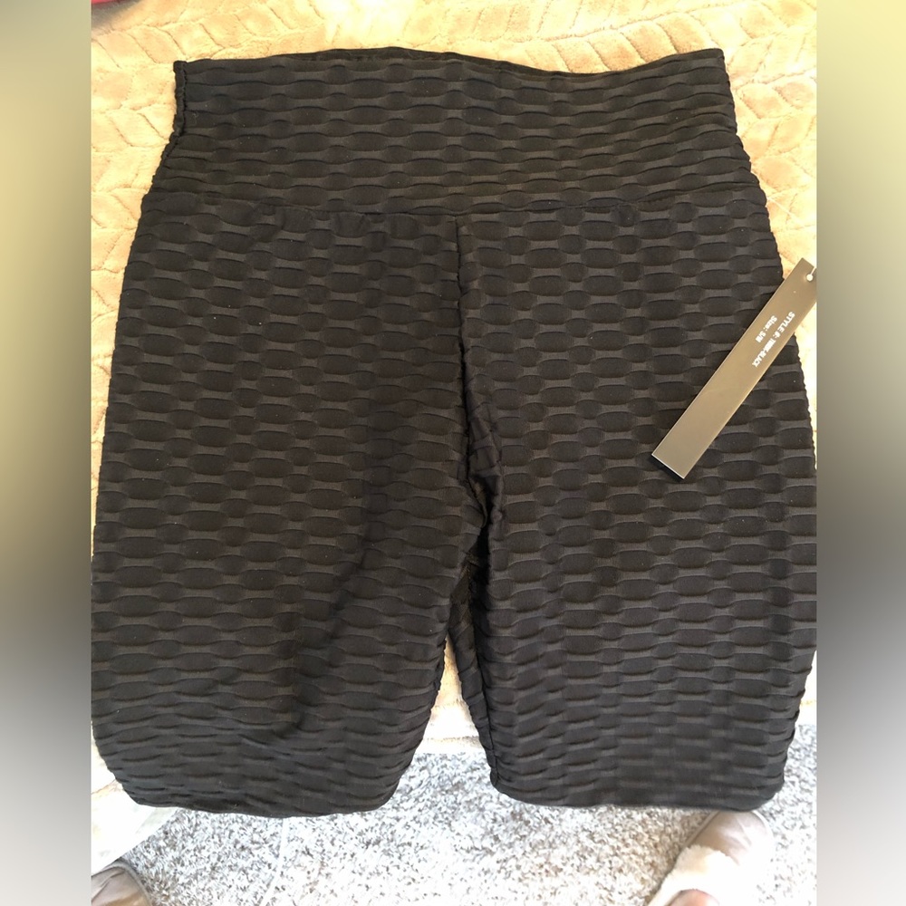 NWT Black Textured Biker Shorts